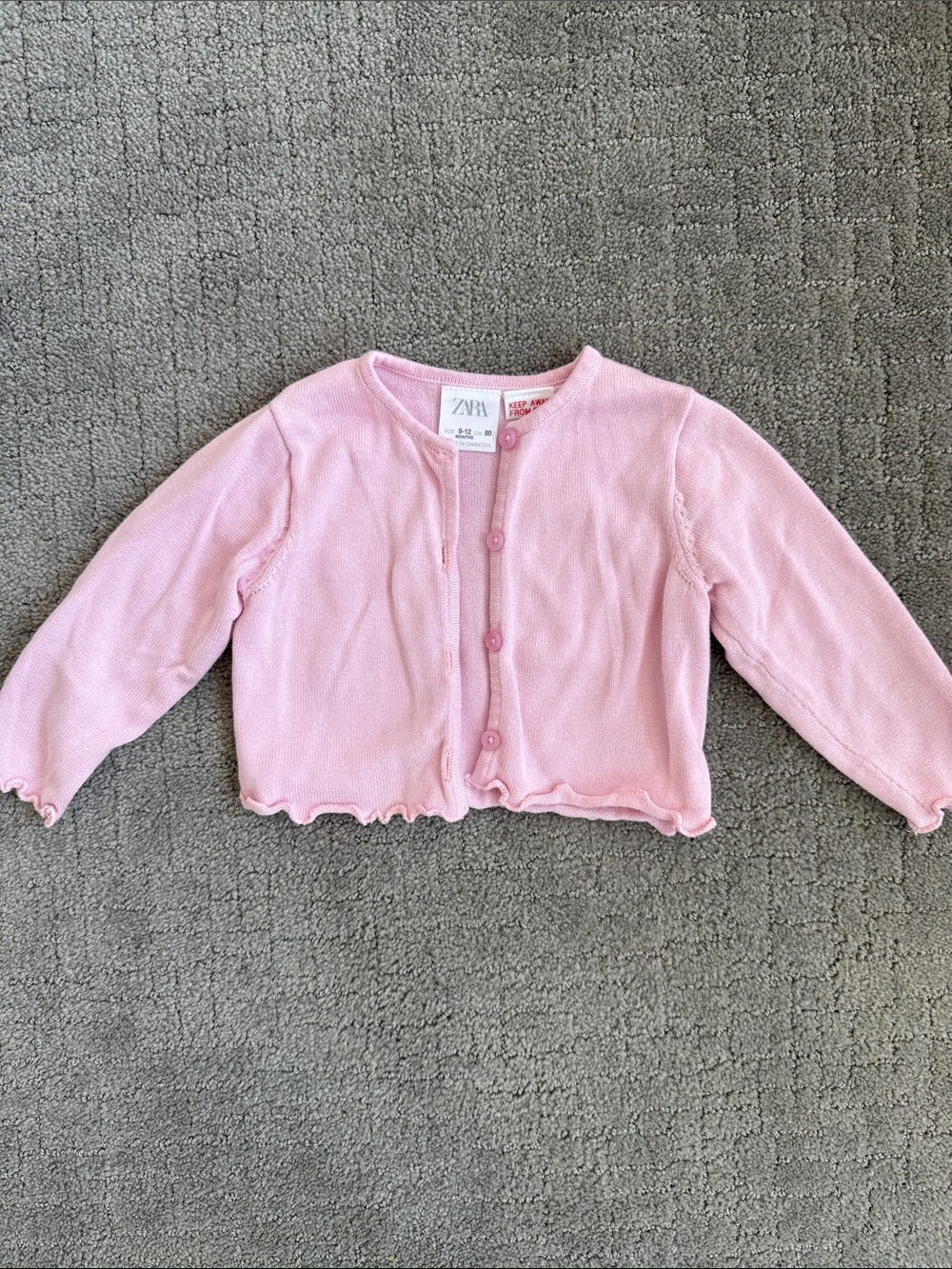 Zara Light Pink Cropped Knit Cardigan